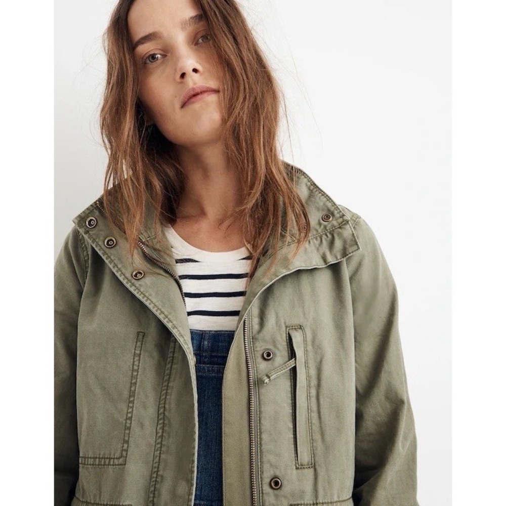 Madewell Passage Utility Jacket Women's Size Small‎ Army Green Full Zip Pockets